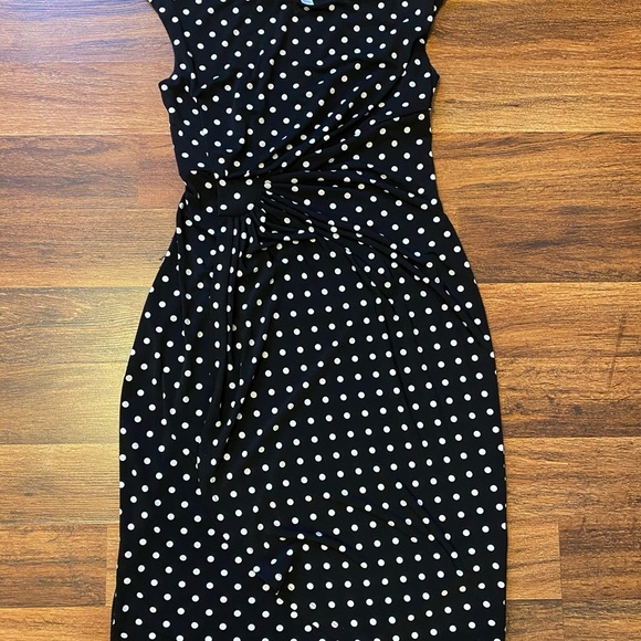 DRESS BARN black w/white polka dot dress/size 4 - Picture 2 of 5